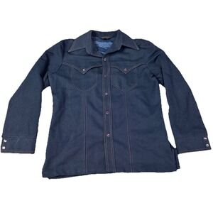 Wrangler Western Rodeo Leisure Suit Jacket 1970s Pearl Snap Poly Vintage USA Med